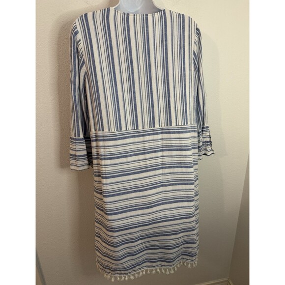 Tommy Bahama Women's Small Cover-up Peasant Coastal Striped Blue White EUC - Picture 3 of 6